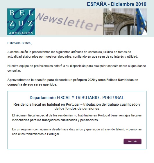 Newsletter España - Diciembre 2019