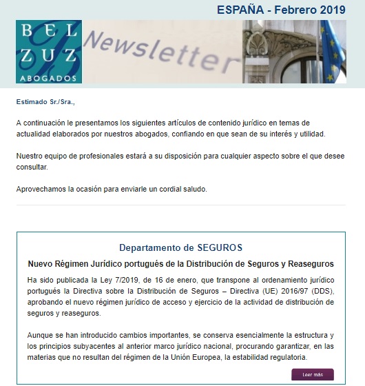 Newsletter España - Febrero 2019