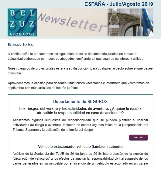 Newsletter España - Julio/Agosto 2019