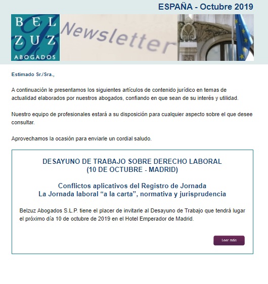 Newsletter España - Octubre 2019
