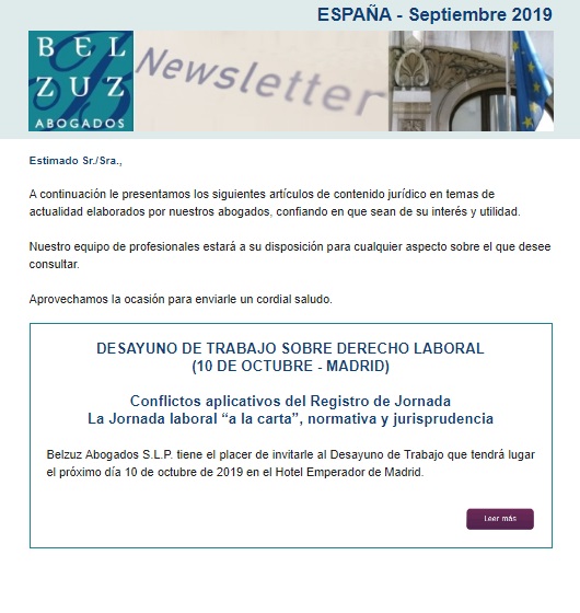 Newsletter España - Septiembre 2019