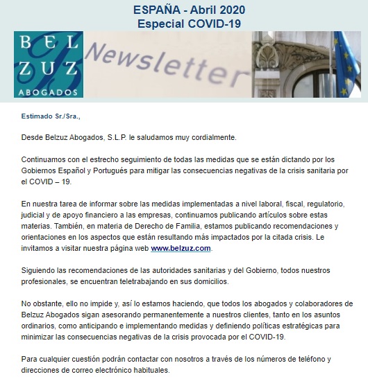 Newsletter España - Especial COVID-19 (10 de Abril 2020)