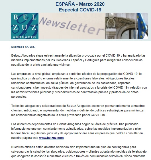 Newsletter España - Especial COVID-19 (Marzo 2020)