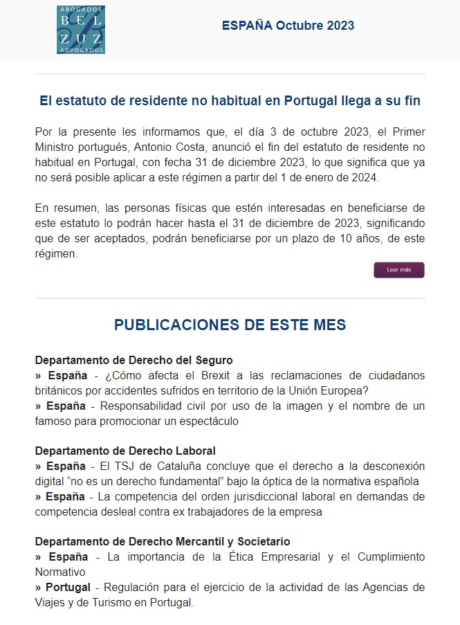 Newsletter Espana-Octubre
