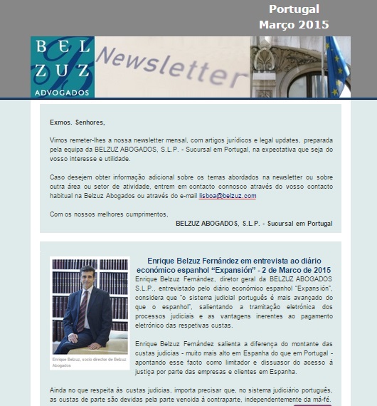 Newsletter Portugal - marco 2015
