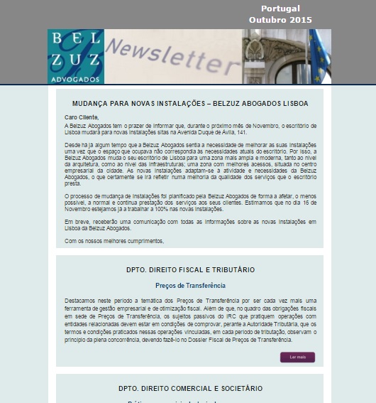 Newsletter Portugal - Outubro 2015