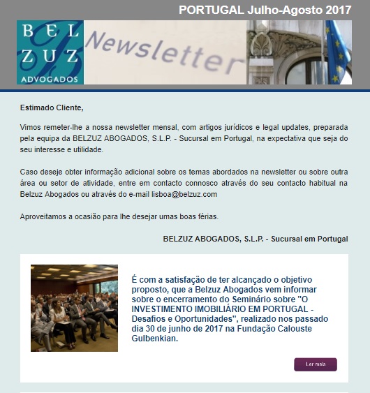 Newsletter Portugal - Junho 2017