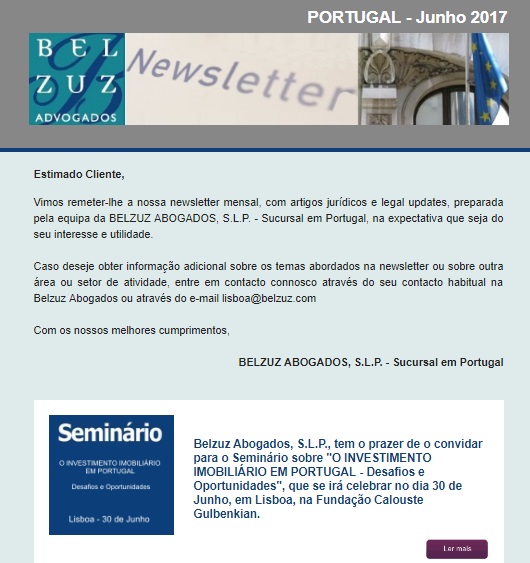 Newsletter Portugal - Junho 2017