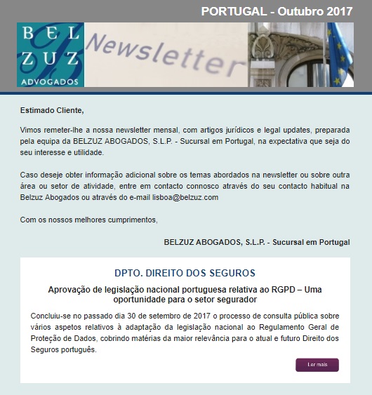 Newsletter Portugal - Outubro 2017