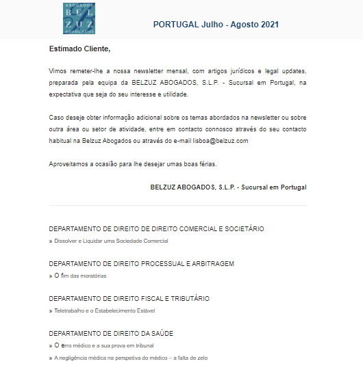 Newsletter Portugal - Julho-Agosto