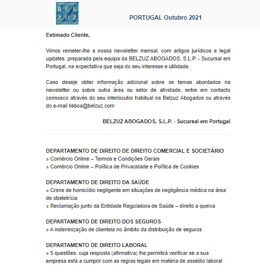 Newsletter Portugal - Outubro