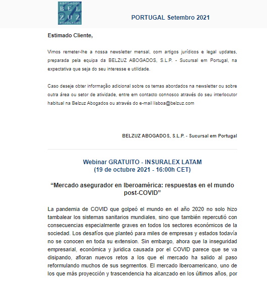 Newsletter Portugal - Setembro