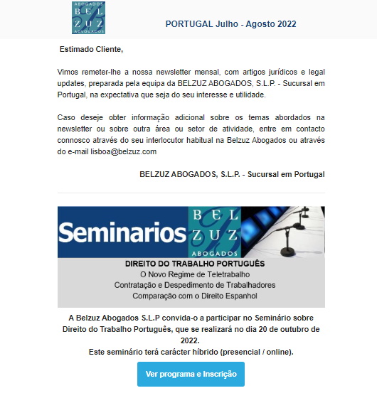 Newsletter Portugal - Julho